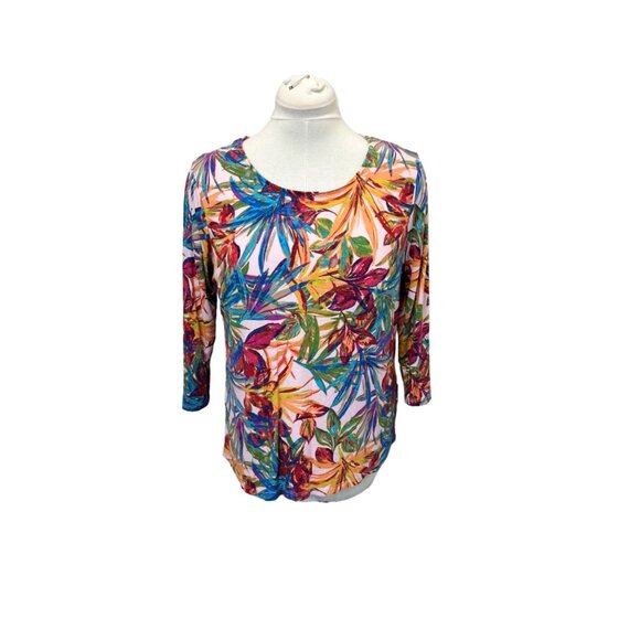Investments Petites PL Floral Print Multicolor Viscose Womens Top - Picture 1 of 7
